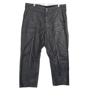 PILCRO By Anthropologie High Rise Black Coated Faux Leather Women's Pants 33